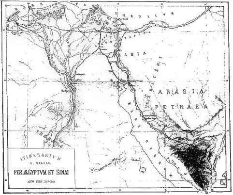Above: ITINERARY OF EGERIA THROUGH EGYPT AND PETRAEAN ARABIA. Below: ITINERARY OF EGERIA THROUGH PALESTINE, SYRIA, MESOPOTAMIA AND ISAURIA.