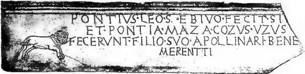 a) SEPULCHRAL INSCRIPTION of Pontius Leo with figure of a lion (4th cent.) - Rome, Museo cristiano Lateranense. b) SEPULCHRAL SLAB with two sheep facing a vase (4th cent.) - Rome, Museo cristiano Lateranense. c) SEPULCHRAL SLAB with fish (4th cent.) - Rome, Museo cristiano Lateranense. d) SEPULCHRAL INSCRIPTION OF FIRMIA VICTORA with ship and lighthouse (4th cent.) - Rome, Museo cristiano Lateranense. e) SEPULCHRAL SLAB with two doves pecking a bunch of grapes (4th cent.) - Rome, Museo cristiano Lateranense. f) SEPULCHRAL SLAB with barber's tools (4th cent.) - Rome, Museo cristiano Lateranense.