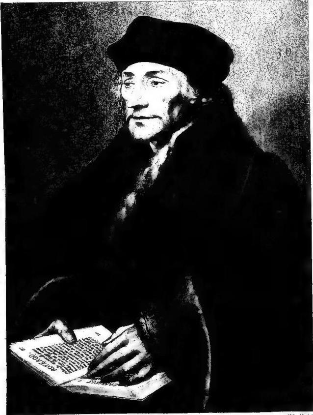 ERASMUS OF ROTTERDAM. Portrait by Holbein, painted in 1430 - Parma, Pinacoteca.