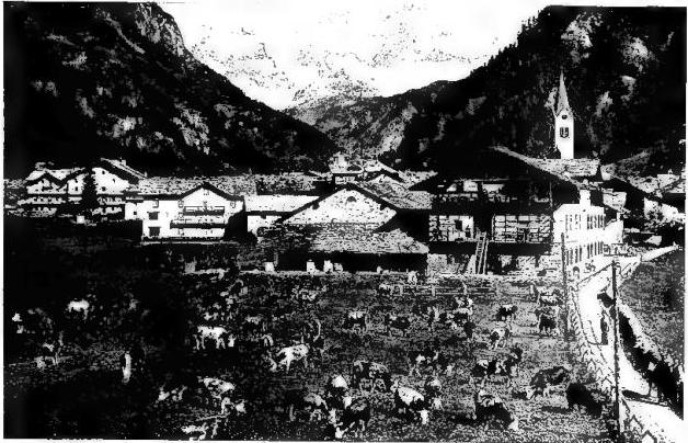 a) ITALY. Gressoney St-Jean (m. 1385), panorama and Monte Rosa (m. 4633) - Aosta. b) FINLAND. Fortifications on the Finnish coast.