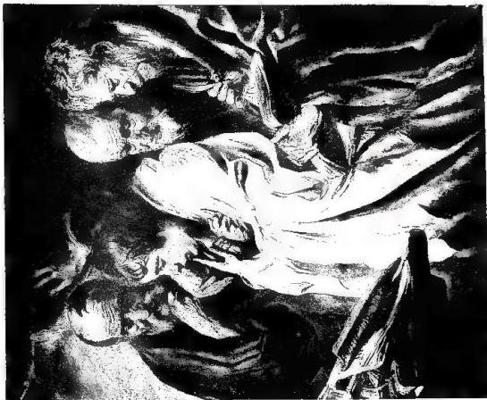 a) CORONATION OF THE VIRGIN. Below the 4 Evangelists. Painting by Antonio da Murano (mid-15th cent.) - Venice, church of S. Pancaleone. b) THE EVANGELISTS, in a painting by J. Jordana (ca. 1670) - Paris, Louvre.