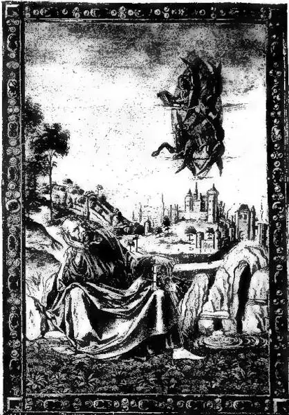 IN HOC ORNATISSIMO CODICE CO NTINETVR HIERONIMVS SVPER EZ ECHIELEMET DANIELEM PROPHETAM VISION OF EZEKIEL. Miniature of Florentine school (1475-82) in the commentary on the prophets Ezekiel and Daniel by St. Jerome - Biblioteca Vaticana, Cod. Urb. lat. 57, f. 1v.