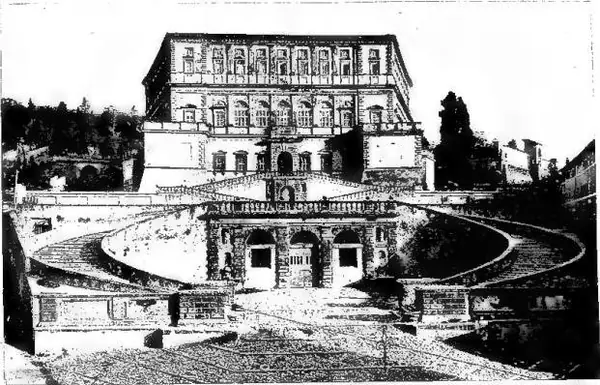 Above: PALAZZO FARNESE. Work by B. Peruzzi and J. Barozzi known as "Il Vignola" (1530-50) - Caprarola. Below: INTERIOR OF PALAZZO FARNESE. Stucco decorations and paintings by T. Zuccari and collaborators (ca. 1570) - Caprarola.