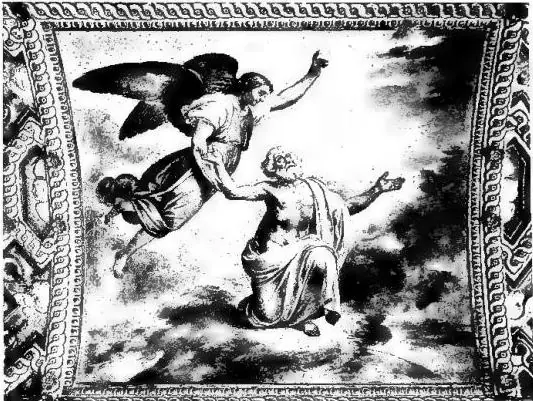 Above: REWARD OF THE GOOD OLD AGE. Fresco by F. Agricola (19th cent.) - Vatican, Third Loggia. Below: PUNISHMENT OF THE BAD OLD AGE. Fresco by F. Agricola (19th cent.) - Vatican, Third Loggia.