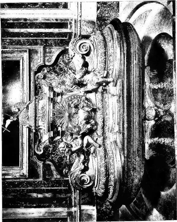 BAPTISMAL FONT of the basilica of St. Peter. Ancient porphyry vessel with decorations by Carlo Fontana (late 17th cent.) - Rome.