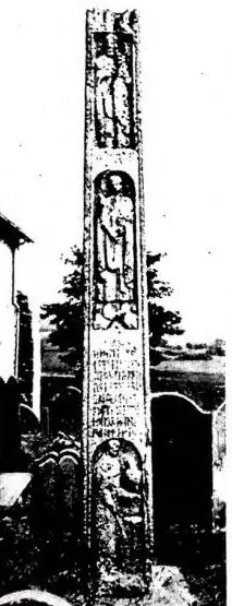 Left: BEWCASTLE CROSS (ca. 670). Centre: DIPTYCH MADE FOR THE BISHOP OF EXETER (1327-69) - London, British Museum. Right: STOLE OF ST. CUTHBERT (934) - Durham, Cathedral Library.