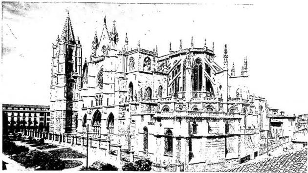 Above: APSE AND SOUTH FACADE of the cathedral of León (13th-14th cent.).