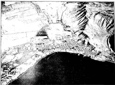 Chorillos, a bathing beach of Lima. Example of aerial photography illustrating the morphology of the landscape - Peru.