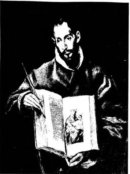 ST. FRANCIS. Detail of the painting: Burial of the Count of Orgaz - Toledo, S. Tomè. ST. LUKE. Painting in the sacristy of the cathedral - Toledo.