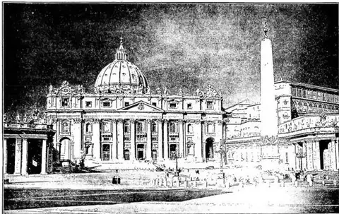 Facade of the Vatican Basilica.