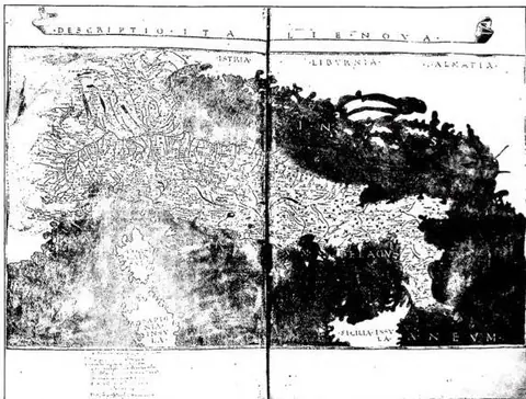 Map of I. by Giacomo Angelo fiorentino (1472) - Vatican Library, cod. Urb. lat. 277, ff. 124-125.