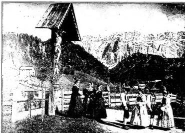 ITALY - Dolomite landscape and costumes of Selva. Val Gardena (Bolzano).
