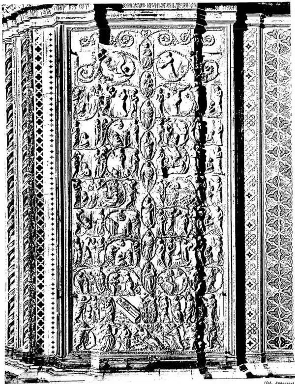 MARBLE RELIEF ON THE FACADE OF THE CATHEDRAL. Work by Lorenzo Maitani (1315) - Orvieto.