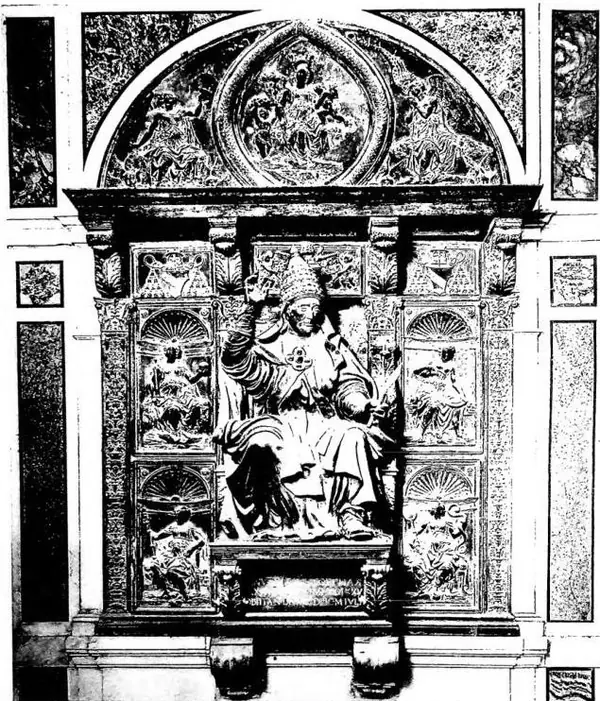 BRONZE TOMB OF INNOCENT VIII. Work by A. Pollaiolo (1419) - Basilica of S. Pietro.