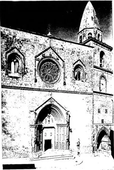 Left: CATHEDRAL, completed in 1319. The bell tower is by Giovanni da Casalbore (1451). Right: CATHEDRAL. Wooden relief with the Last Supper, local medieval art.