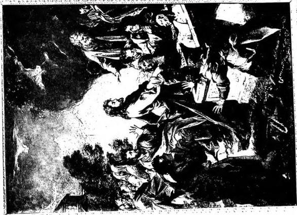 Left: RESURRECTION OF LAZARUS. Detail of polyptych, work by Nicola Froment (2nd half of 15th cent.) - Florence, Galleria degli Uffizi