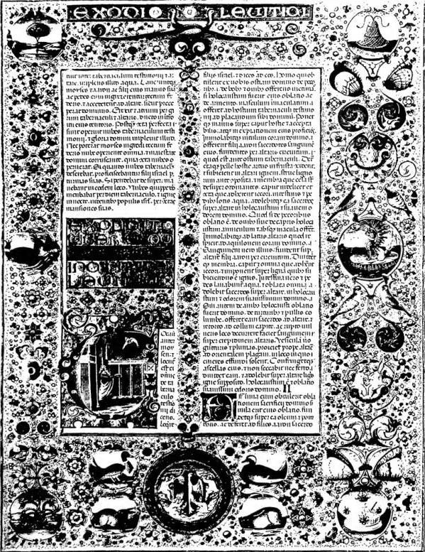 INCIPIT OF LEVITICUS. Bible of Borso d'Este (executed between 1455 and 1467 by Taddeo Crivelli and collaborators) - Modena, Biblioteca Estense, vol. I, f. 44².