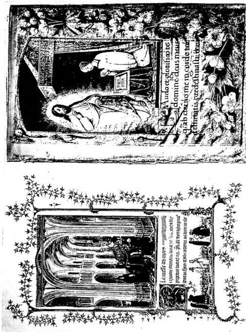 Left: LES TRÈS BELLES HEURES DU DUC DE BERRY, f. 116. The Mass of the Dead: in the letter R Christ as Judge; below: blessing of the tombs. (Miniature attributed to G. van Eyck, early 15th cent.) - Turin, Museo civico.