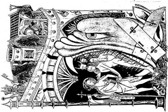 Left: DESCENT INTO LIMBO. Mosaic (late 11th cent.) - Daphni, monastery church.