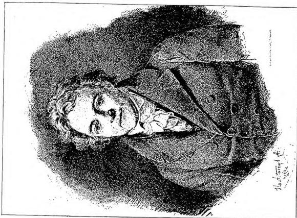 Left: THE PAINTER. Lithograph by Gavarni.
