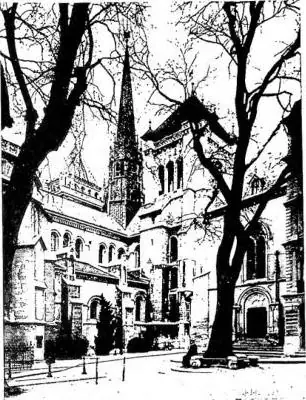 Above left: CATHEDRAL OF ST. PETER (11th cent.) later enlarged and restored - Geneva. Above right: UNFINISHED TOWER OF THE COLLEGIATE CHURCH OF ST. NICHOLAS (14th cent.), now cathedral - Fribourg. Below: CATHEDRAL OF LAUSANNE (13th cent.), restored at the end of the 19th cent.