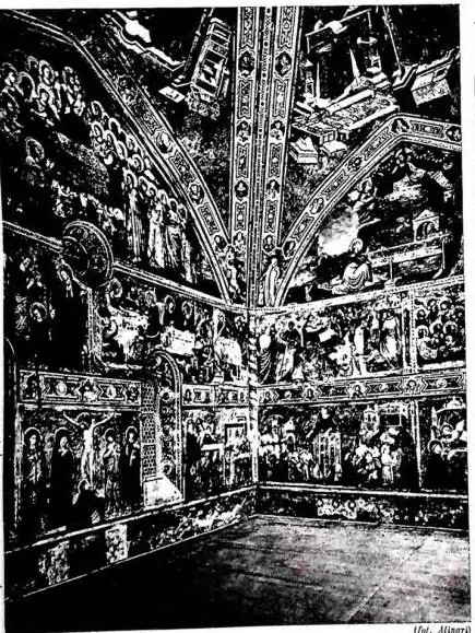 FACADE OF THE BASILICA OF S. NICOLA Portal by Nanni di Bartolo (1432-35) - Tolentino. EPISODES FROM THE GOSPEL AND LIFE OF ST. NICHOLAS OF TOLENTINO Frescoes of the Riminese school (1340-50) - Tolentino, Basilica, great chapel.