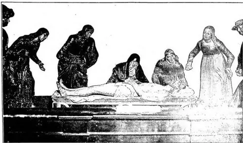 *Deposition*. Polychrome terracotta - Ferrara, church of S. Maria della Rosa.