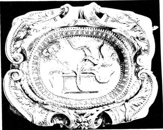 Above: ORNAMENTAL CENTRE OF A VAULT IN STUCCO by Federico Brandani (16th cent.) - Urbino, Palazzo ducale. Below: TRANSITO DELLA VERGINE. Panel by a Marchigian school (14th cent.) - Ancona, Pinacoteca.