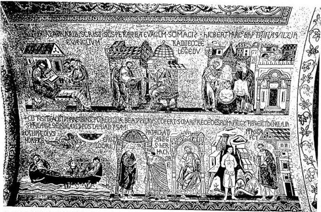 Above and below: EPISODES FROM THE LIFE OF ST. MARK. Mosaic of the late 12th cent. Venice, basilica of St. Mark. (phot. Anderson)