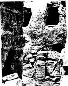 Above left: A BATH near the Basilica - Abu Mena. Above right: CRYPTOPORTICO with openings leading into the burial cells - Abu Mena. Below: NORTH WALL OF THE BASILICA (early 5th cent.) - Abu Mena.