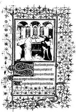 Above left: PRIEST AT THE ALTAR. Book of Hours of Paris (15th cent.) - Paris, Bibliothèque nationale, ms. lat. 1161, f. 192. Above right: PRIEST AT THE ALTAR assisted by Ministers. Miniature from the Morris Missal (ca. 1320) - London, Morris property. Below left: ELEVATION OF THE HOST. Book of Hours