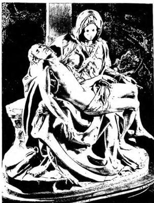 Above left: THE PIETÀ - Rome, basilica of St. Peter. Above right: THE PIETÀ OF PALESTRINA - Florence, Accademia. Below left: THE PIETÀ - Florence, Duomo. Below right: THE RONDANINI PIETÀ - Rome, Palazzo Rondanini.