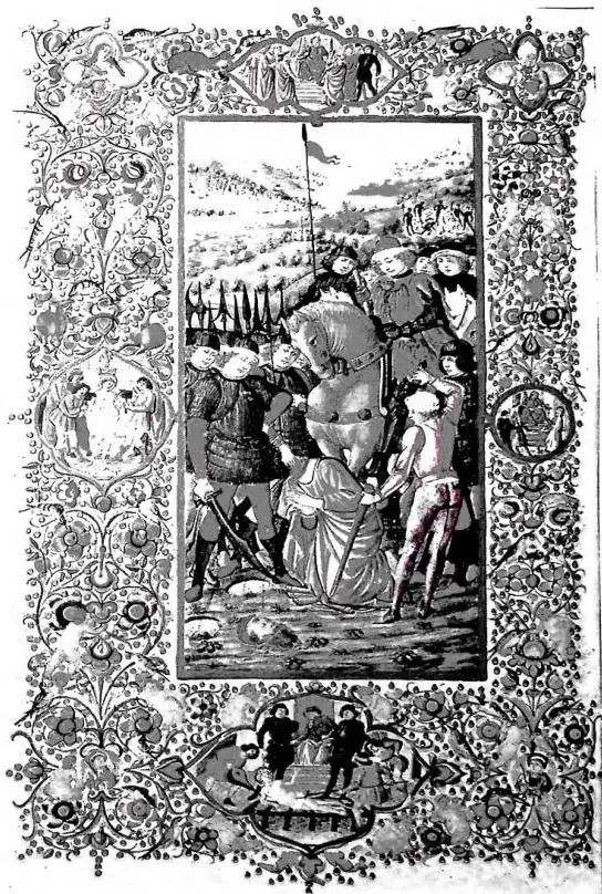 in the friezes saints and scenes of martyrdom. The codex contains the Poems of Prudentius and was written by the Florentine Antonio Sinibaldi, probably on behalf of Vespasiano da Bisticci, and finished on 20 Nov. 1481 - Biblioteca Vaticana, cod. Urb. lat. 666, fol. 6ᵃ.