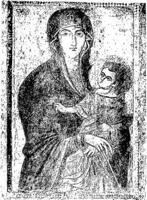 Above left: IMAGE OF MARY MOST HOLY CALLED "OF ST. LUKE" (12th-13th cent.) - Rome, basilica of St. Mary Major. Right: MADONNA DELL'ARACOELI (12th cent.) - Rome, church of St. Mary in Aracoeli. Below left: THE MADONNA CALLED OF THE MILK by A. Lorenzetti (between 1332 and 1335) - Siena, chapel of the 