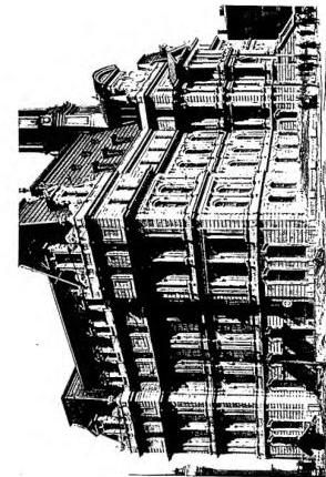 Above left: MUNICIPAL LIBRARY (1917). Above right: TOWN HALL (1926). Below left: VIEW OF THE PORT. Below right: HÔTEL-DIEU of Montréal, directed by the Hospitaller Sisters of St. Joseph. Current state of the buildings (1949).