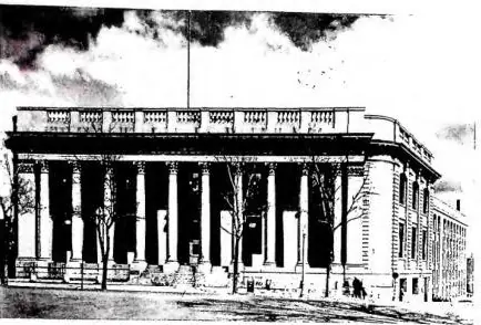 In alto a sinistra: BIBLIOTECA MUNICIPALE (1917). In alto a destra: MUNICIPIO (1926). In basso a sinistra: VEDUTA DEL PORTO. In basso a destra: HÔTEL-DIEU di Montréal, diretto dalle Suore Ospitaliere di S. Giuseppe. Stato attuale degli edifici (1949).