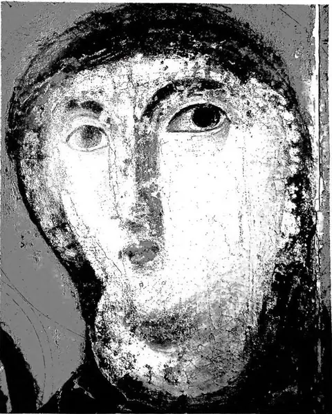 Detail of the ancient icon found under the image of the Madonna venerated in the church of St. Mary Nova (the dating remains uncertain between the 5th-8th cent.) - Rome.