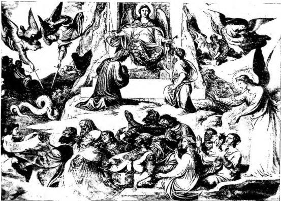 Above: EPISODES FROM THE DIVINE COMEDY. Frescoes by J. A. Kock - Rome, Villa Lancellotti (Massimo). Below: EPISODES FROM ORLANDO FURIOSO. L. Schwarz von Carolsfeld - Rome, Villa Lancellotti (Massimo).