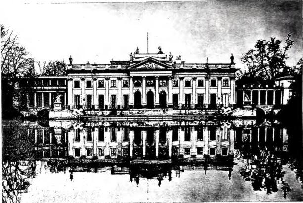 Above: NORTH FACADE OF THE SMALL PALACE of Lazienki. Architect Domenico Merlini (ca. 1788-90) - Warsaw. Below: MONUMENT TO A. MICKIEWICZ - Warsaw.