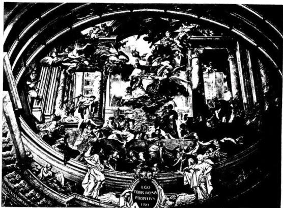 Above: GLORY OF ST. IGNATIUS. Fresco in the apse of the church of St. Ignatius - Rome.