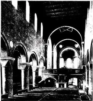 Above left: INTERIOR OF THE PREMONSTRATENSIAN CHURCH of Jerichow in Brandenburg (ca. 1150). Above right: INTERIOR OF THE PREMONSTRATENSIAN CHURCH of Schlägl (15th cent.), altar of 1728 - Austria. Below: PREMONSTRATENSIAN ABBEY OF TONGERLOO. Engraving of 1650.