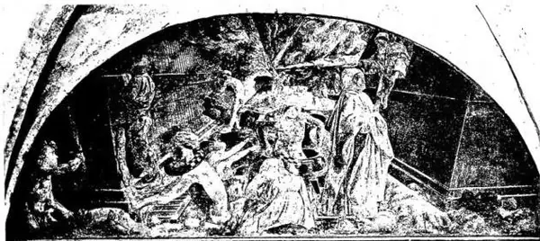 Above: THE UNIVERSAL FLOOD. Fresco in the cloister of S. Maria Novella - Florence. Below: BATTLE CALLED «ROTTA DI S. ROMANO» - Florence. Uffizi.