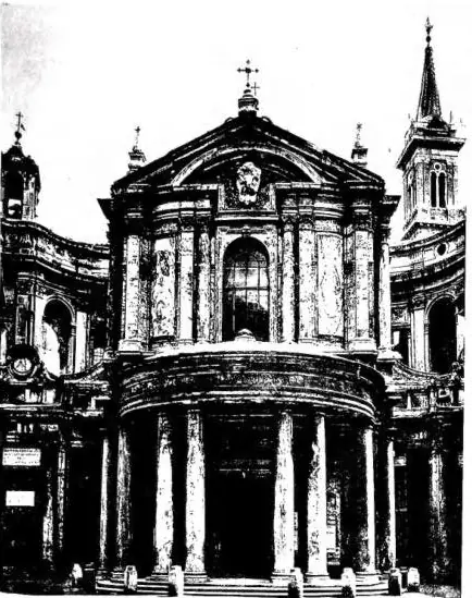 Left: FACADE OF S. MARIA DELLA PACE. Transformation of the ancient 15th-cent. front - Rome. Right: FRESCO DEPICTING ST. BIBIANA INVITED BY RUFFINA TO WORSHIP AN IDOL - Rome, church of S. Bibiana.