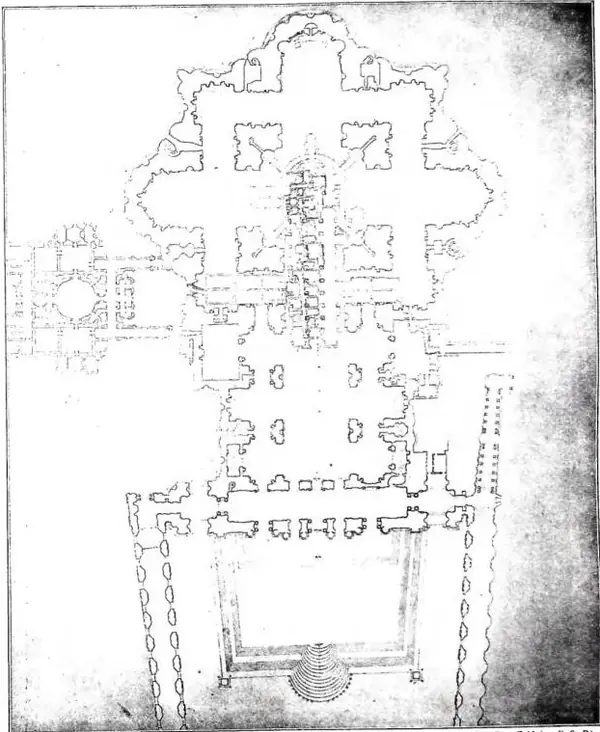 PL. A with the plan of the excavations in relation to the present Basilica.