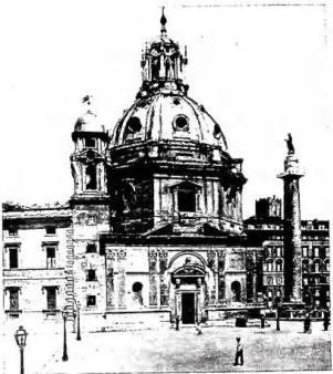Above left: EXTERIOR OF THE CHURCH OF S. MARIA DI LORETO, work by Antonio da Sangallo the Younger - Rome. Above right: ATRIUM OF THE PALAZZO FARNESE by Antonio da Sangallo the Younger - Rome. Below: INTERIOR OF THE SACRISTY OF THE CHURCH OF S. SPIRITO, work by Giuliano da Sangallo - Florence.