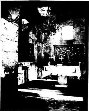 Above left: EXTERIOR OF THE CHURCH OF S. MARIA DI GROTTAFERRATA, consecrated in 1025, transformed in 1754 and restored from 1902 to 1931. The bell tower is of the 12th cent. Above right: INTERIOR OF THE CHURCH. First chapel on the right, adapted in an ancient environment. Below left: PORTAL OF THE C