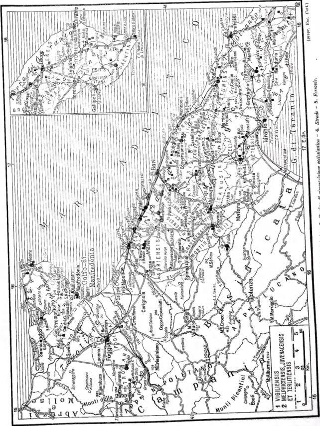 1. Regional border - 2. Provincial border - 3. Border of ecclesiastical district - 4. Roads - 5. Railways.