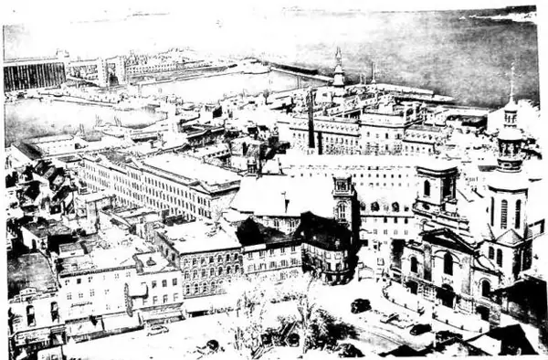 Above: AERIAL VIEW OF LAVAL UNIVERSITY - Québec. Below: MAIN FACADE OF THE PARLIAMENT (1883-86). In front of the building the monument to Mercier - Québec.