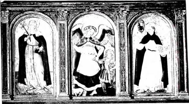 Above: THE ARCHANGEL RAPHAEL WITH TOBIAS. Central part of a triptych of Florentine art (late 15th cent.) - Florence, church of S. Maria Novella. Below: THE ARCHANGEL RAPHAEL AND TOBIAS. Painting by G. Savoldo (16th cent.) - Rome, Galleria Borghese.