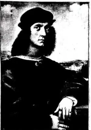 Left: PORTRAIT OF AGNOLO DONI - Florence, Palazzo Pitti. Centre: THE PROPHET ISAIAH. Fresco in the church of S. Agostino - Rome. Right: PORTRAIT KNOWN AS «LA VELATA» - Florence, Galleria Pitti.